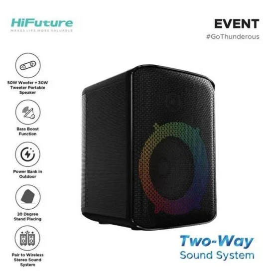 HiFuture - Event - 80W Waterproof Bluetooth Speaker - Black